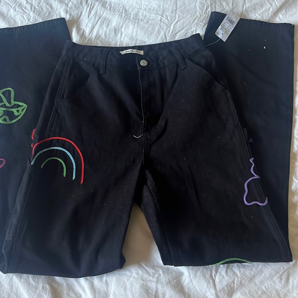 Pacsun jeans with designs on them